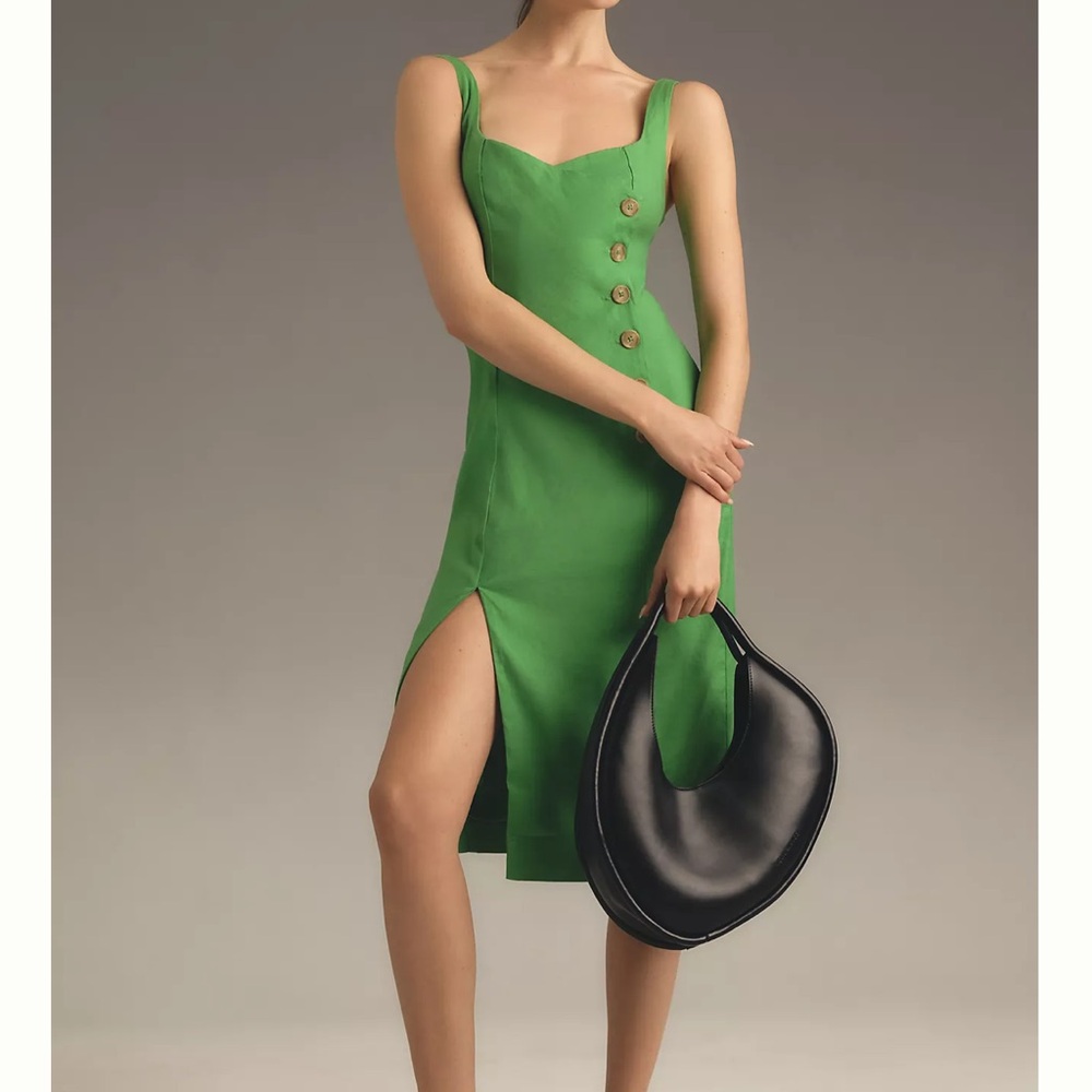 Green Halter Sheath Midi Dress